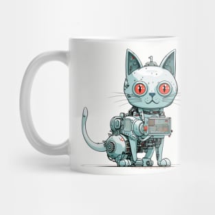 Futuristic Cyber Pink Cat Mug